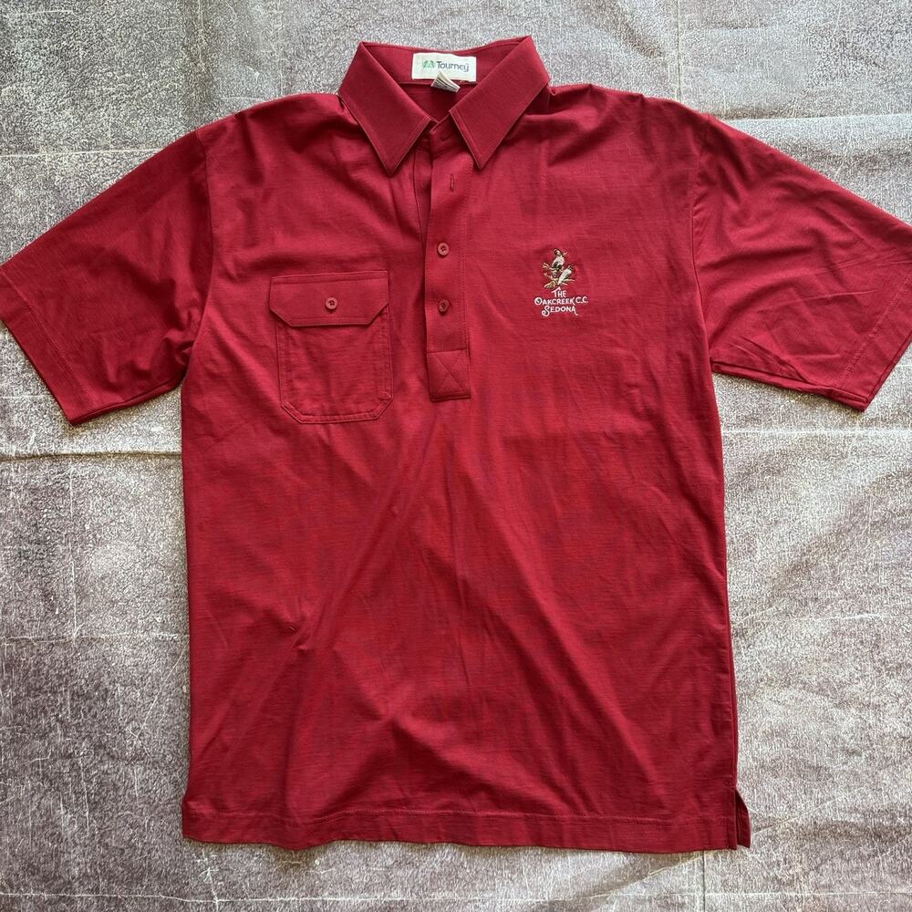 Men's Vintage 70's Tourney The Oakcreek CC Sedona Maroon Red S/S Polo Shirt Sz M